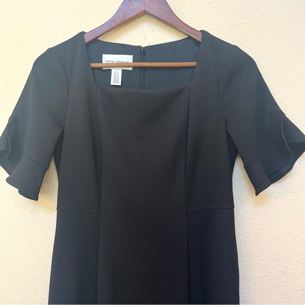 Donna Morgan Black Flutter Sleeve Sheath Dress B6/19 - Picture 7 of 16
